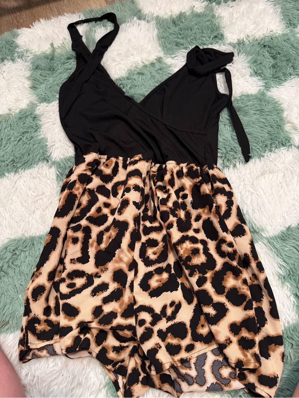 SHEIN Black & Brown Leopard Print One-Piece Romper